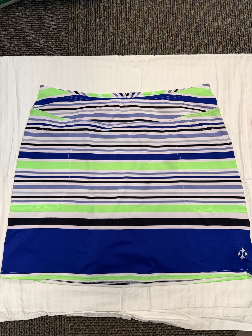 Jofit Blue, Lime & White Striped Active Skort